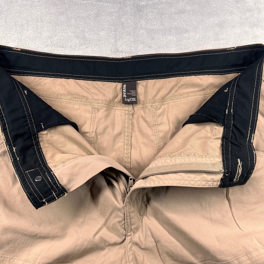 Prana Breathe Zion Cargo Pants Mens Large Lrg x 32L Tan Khaki Hiking Outdoor - Picture 7 of 11